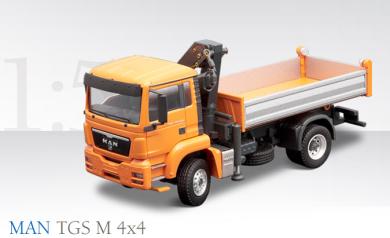 MAN TGS 4x4 Dump Truck with crane, orange 