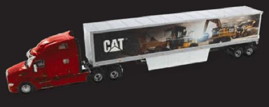 PETERBILT 579 with 2axle Box Trailer, red-white 