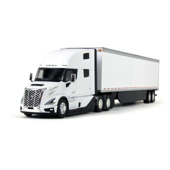 VOLVO VNL860 High-Roof Sleeper with Box Trailer, white 