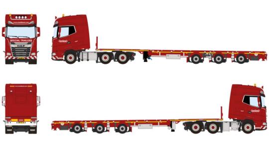 DAF XG 6x2 with NOOTEBOOM Flatbed Trailer Mega Tyre "Nooteboom" 